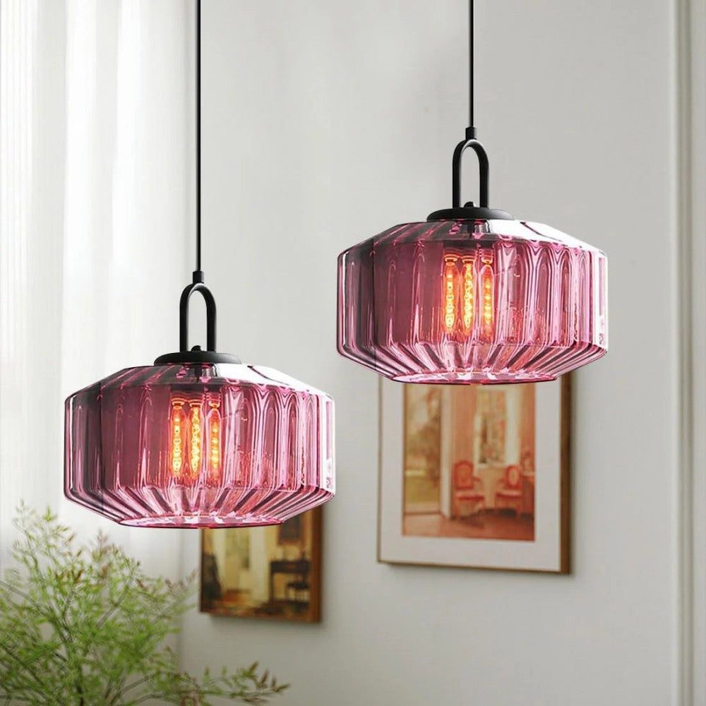 Pendant Light Hand Blown Glass 28.0 cm Green Dining Room Vintage Hanging Ceiling Lamp Minimalist LED Kitchen Island | Thomler