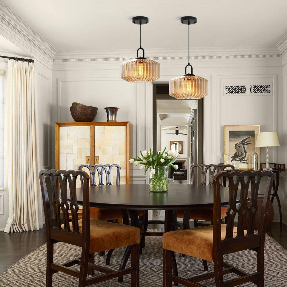 Pendant Light Glass 11 in Handblown Indoor Warm Glow Dining Room Kitchen Hallway Lighting | Thomler