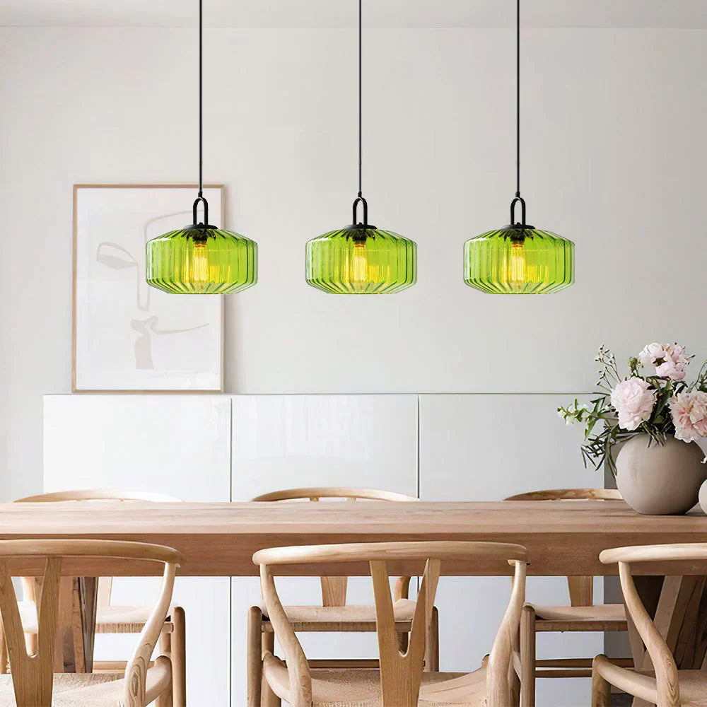 Pendant Light Hand Blown Glass 28.0 cm Green Dining Room Vintage Hanging Ceiling Lamp Minimalist LED Kitchen Island | Thomler