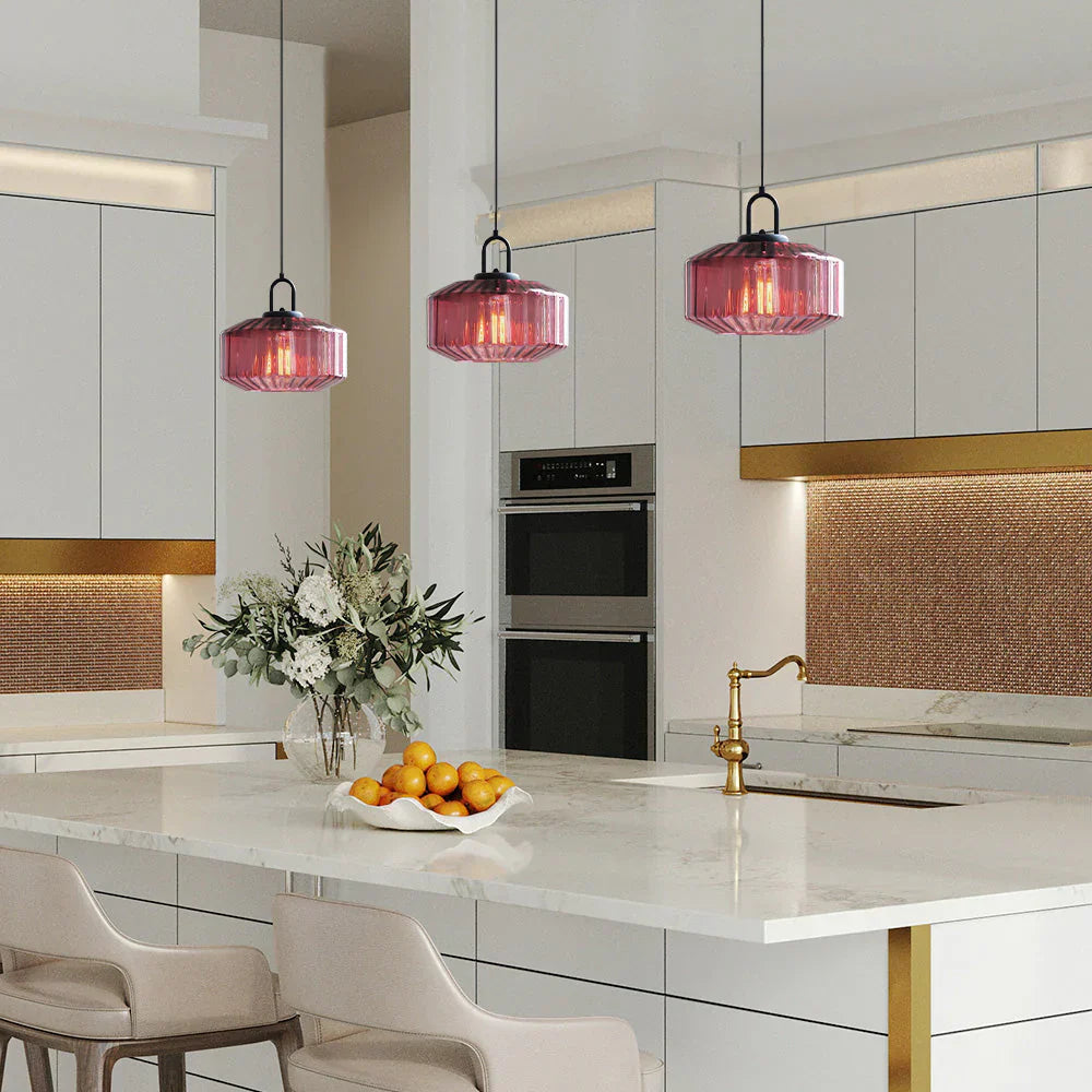 Pendant Light Hand Blown Glass 28.0 cm Green Dining Room Vintage Hanging Ceiling Lamp Minimalist LED Kitchen Island | Thomler