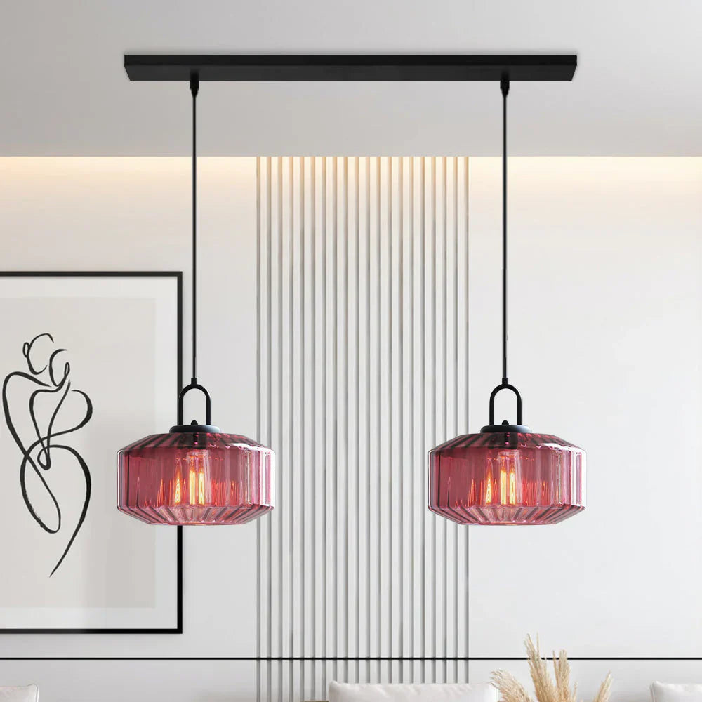 Pendant Light Hand Blown Glass 28.0 cm Green Dining Room Vintage Hanging Ceiling Lamp Minimalist LED Kitchen Island | Thomler