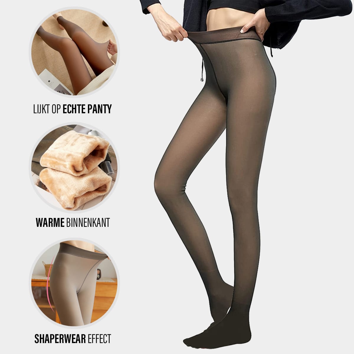 Fleece-Lined Shaping Tights – High-Waist Winter Hosiery with Sheer Look | Thomler