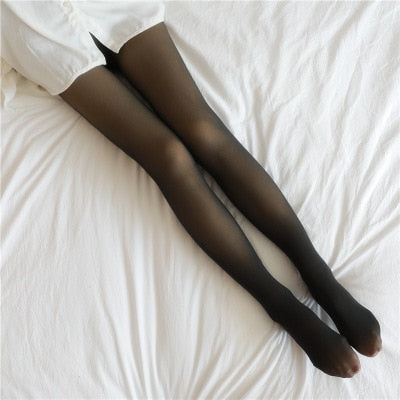 Fleece-Lined Shaping Tights – High-Waist Winter Hosiery with Sheer Look | Thomler