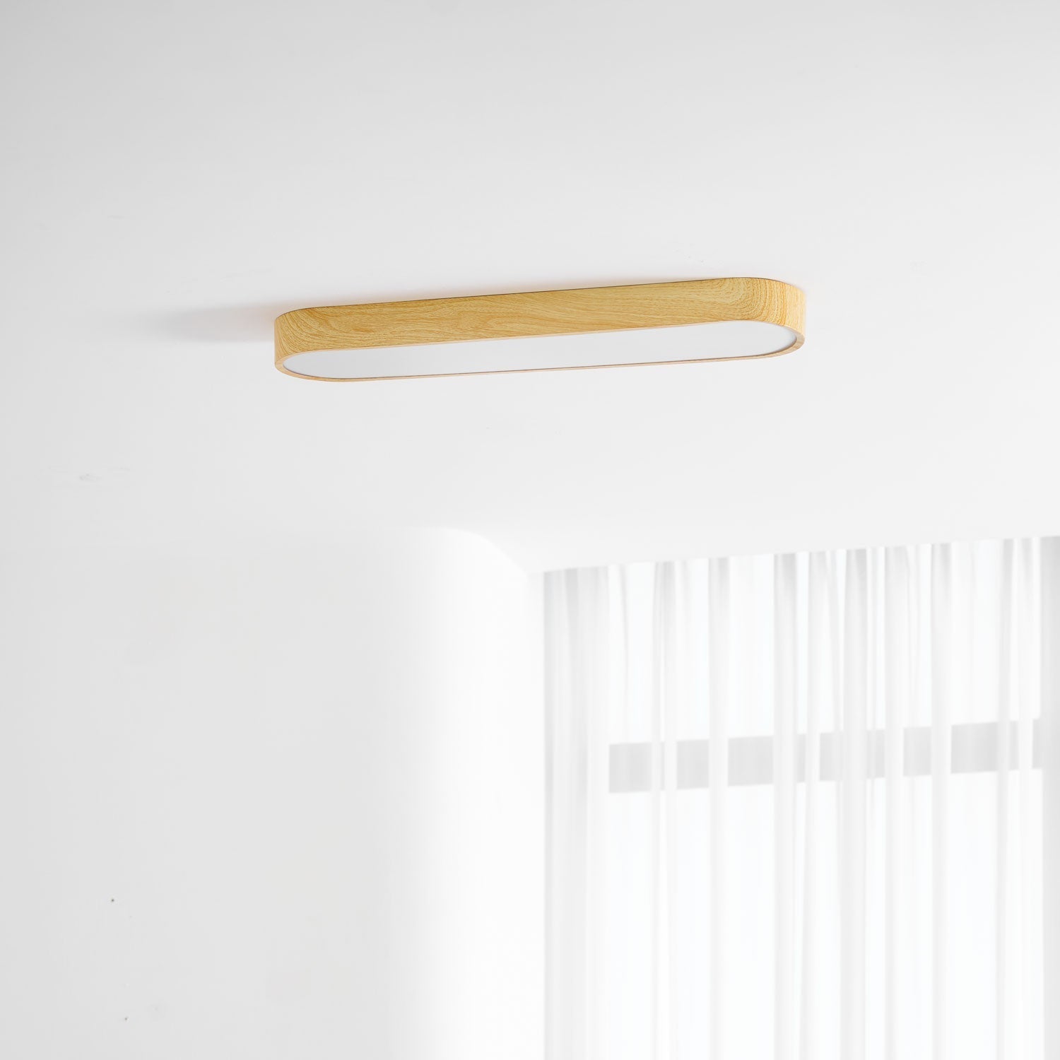Ceiling Light Wood Look LED 40.0 cm White Flush Mount Living Room Bedroom Hallway Scandinavian Ceiling Lamp | Thomler