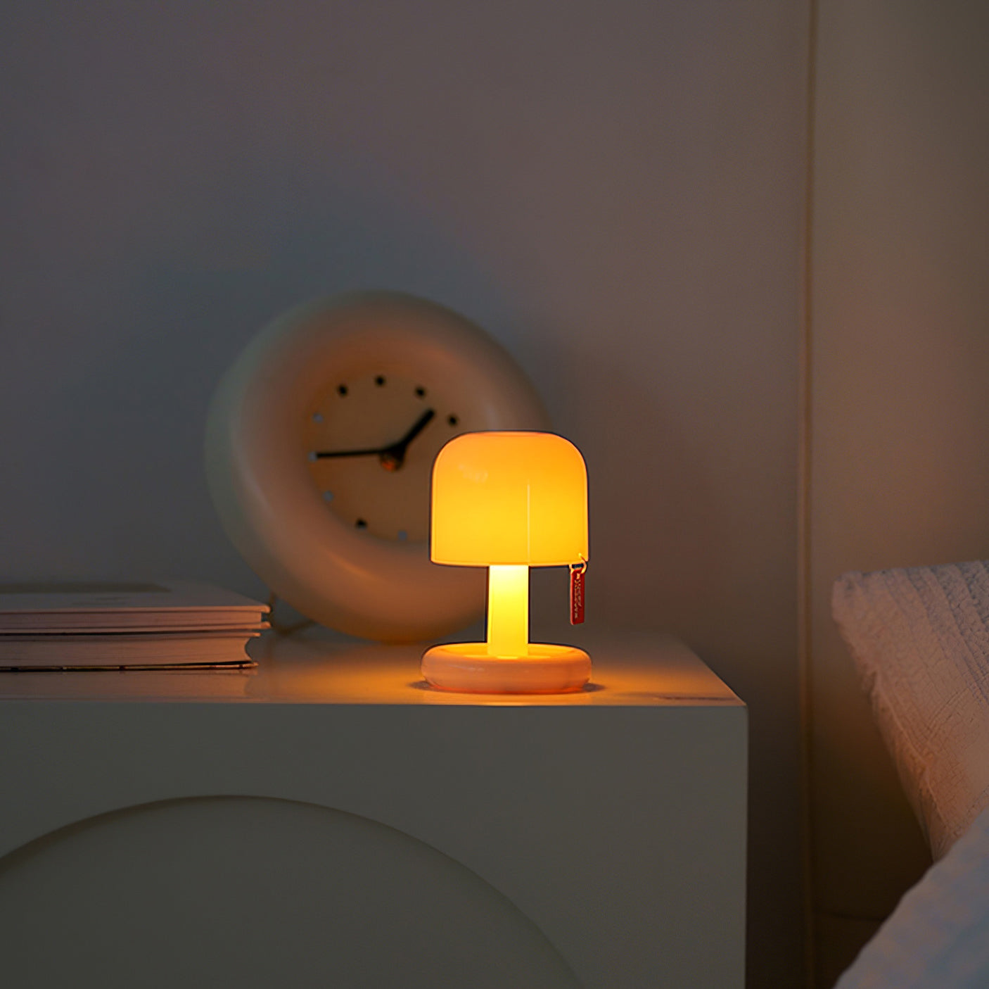 Table Lamp Acrylic 4.1 in Warm White LED Milky White Bedside Desk Light Compact Minimalist | Thomler