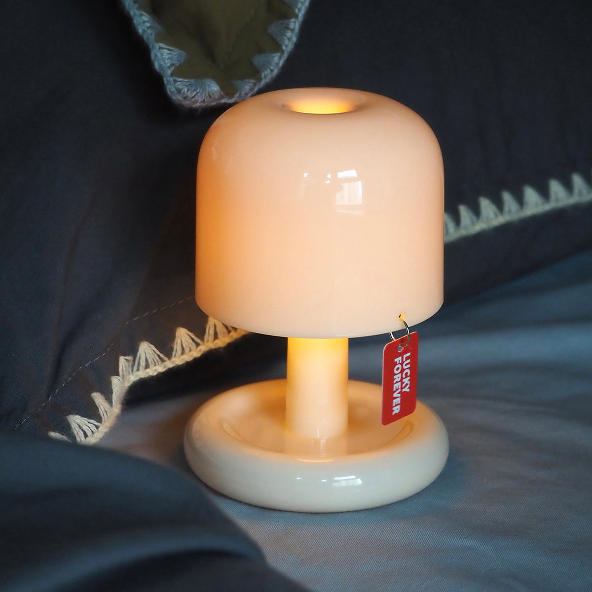 Table Lamp Acrylic 4.1 in Warm White LED Milky White Bedside Desk Light Compact Minimalist | Thomler