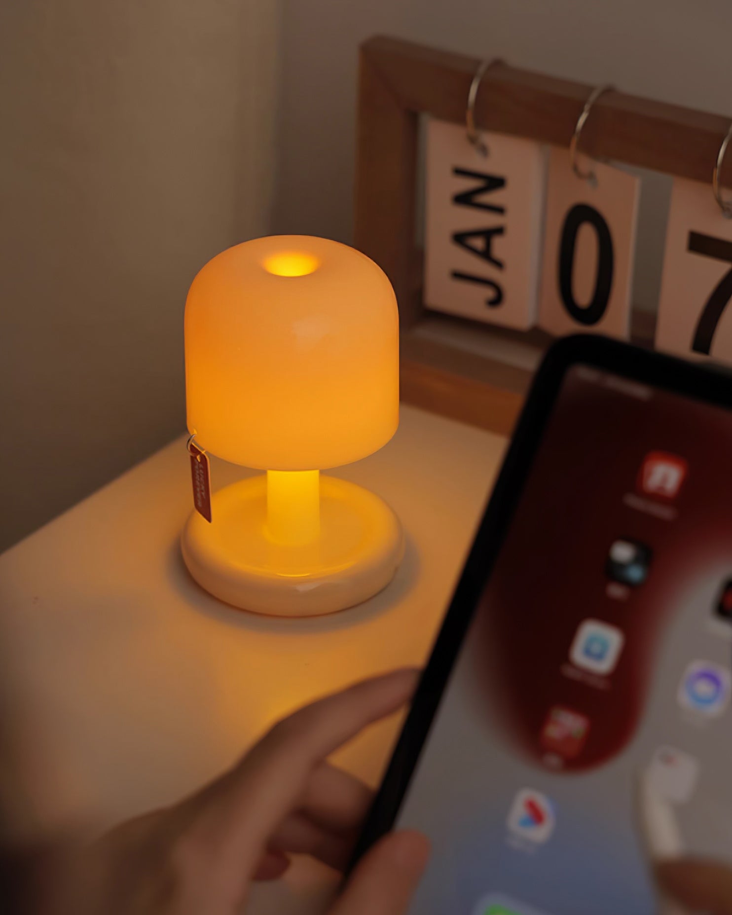 Table Lamp Acrylic 4.1 in Warm White LED Milky White Bedside Desk Light Compact Minimalist | Thomler