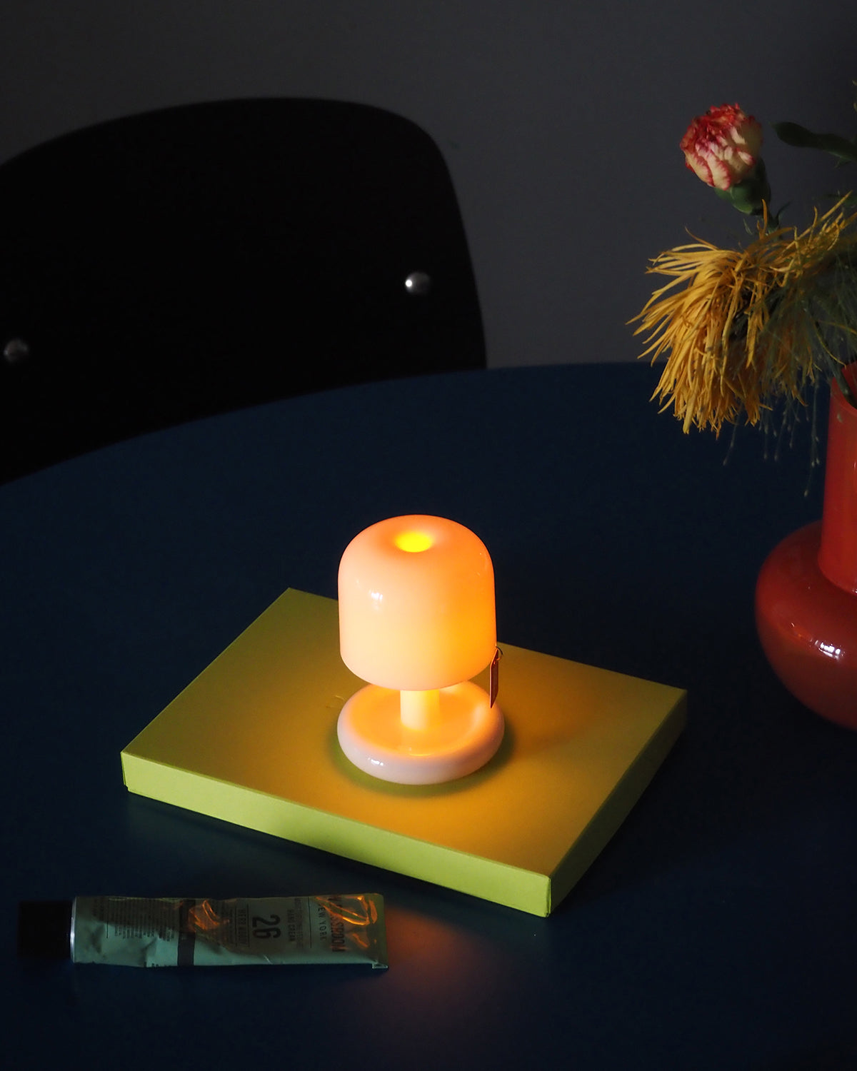 Table Lamp Acrylic 4.1 in Warm White LED Milky White Bedside Desk Light Compact Minimalist | Thomler