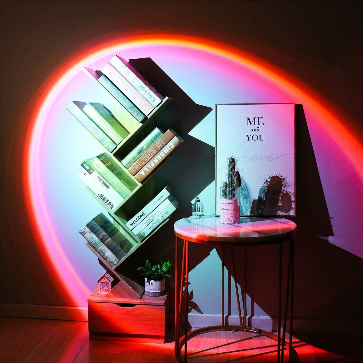 Tabletop Projection Lamp with Atmospheric Light Display for Bedroom, Living Room & Home Office | Desktop Mood Lighting Fixture | Thomler