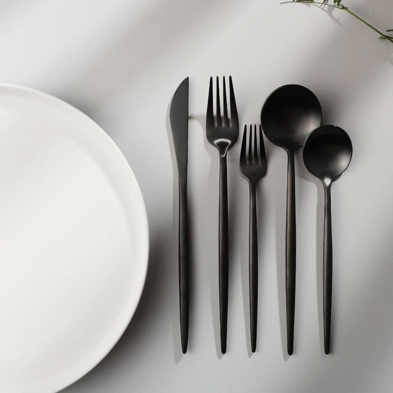 Stainless Steel Flatware Set – Matte Finish 5-Piece Place Settings for Everyday & Formal Dining | Thomler
