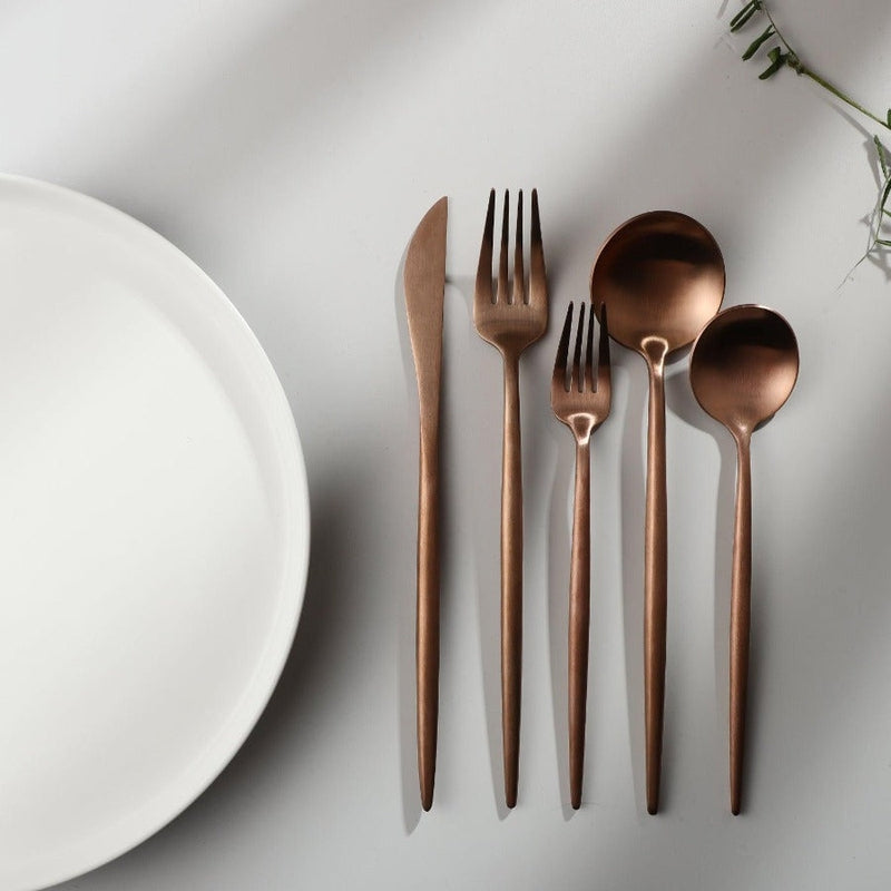 Stainless Steel Flatware Set – Matte Finish 5-Piece Place Settings for Everyday & Formal Dining | Thomler