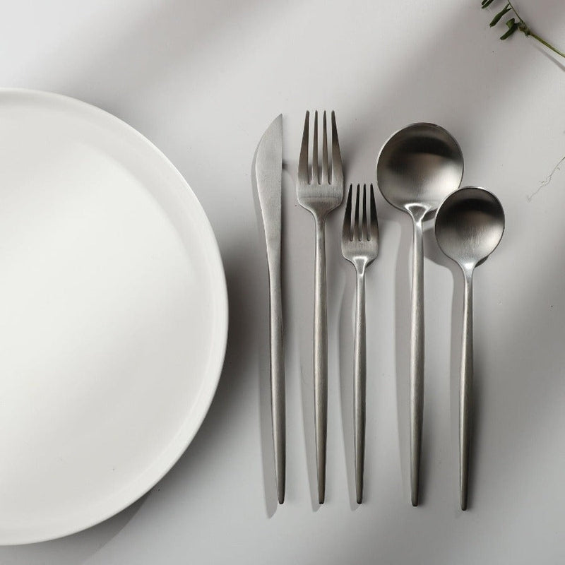 Stainless Steel Flatware Set – Matte Finish 5-Piece Place Settings for Everyday & Formal Dining | Thomler
