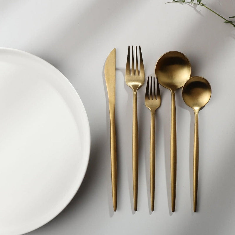 Stainless Steel Flatware Set – Matte Finish 5-Piece Place Settings for Everyday & Formal Dining | Thomler