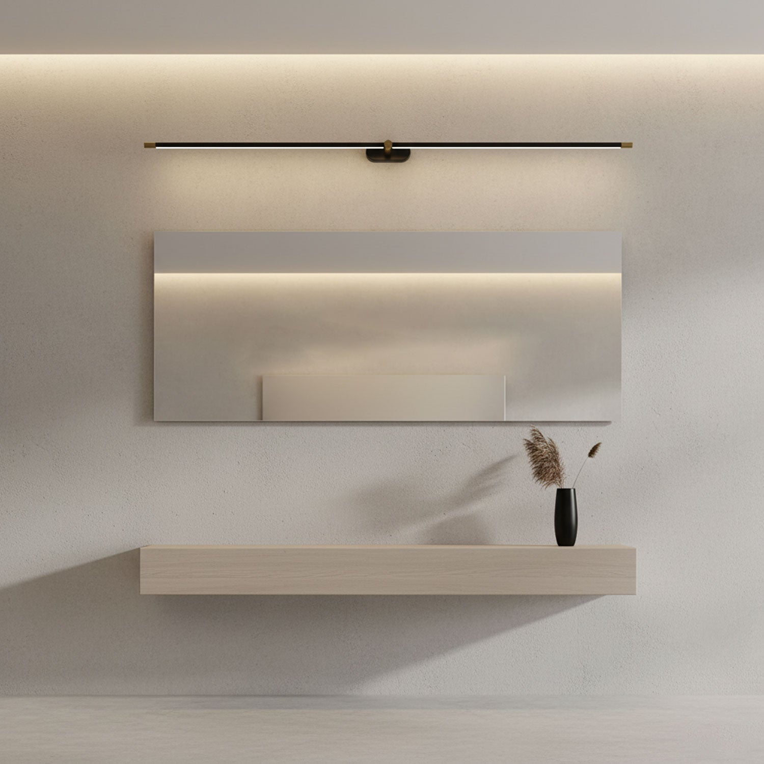 Contemporary Metal Vanity Light Integrated LED 27 in Black Bathroom Wall Lamp Warm Lighting | Thomler