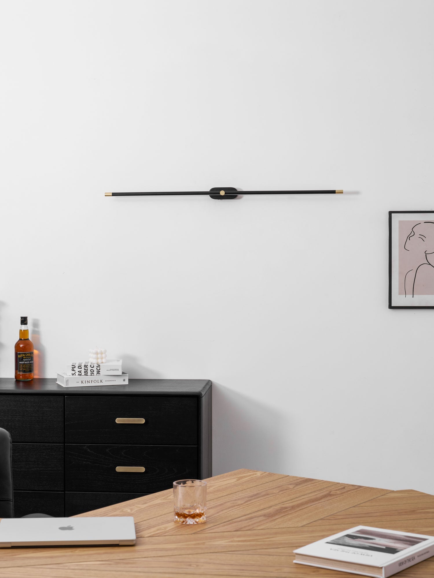 Contemporary Metal Vanity Light Integrated LED 27 in Black Bathroom Wall Lamp Warm Lighting | Thomler