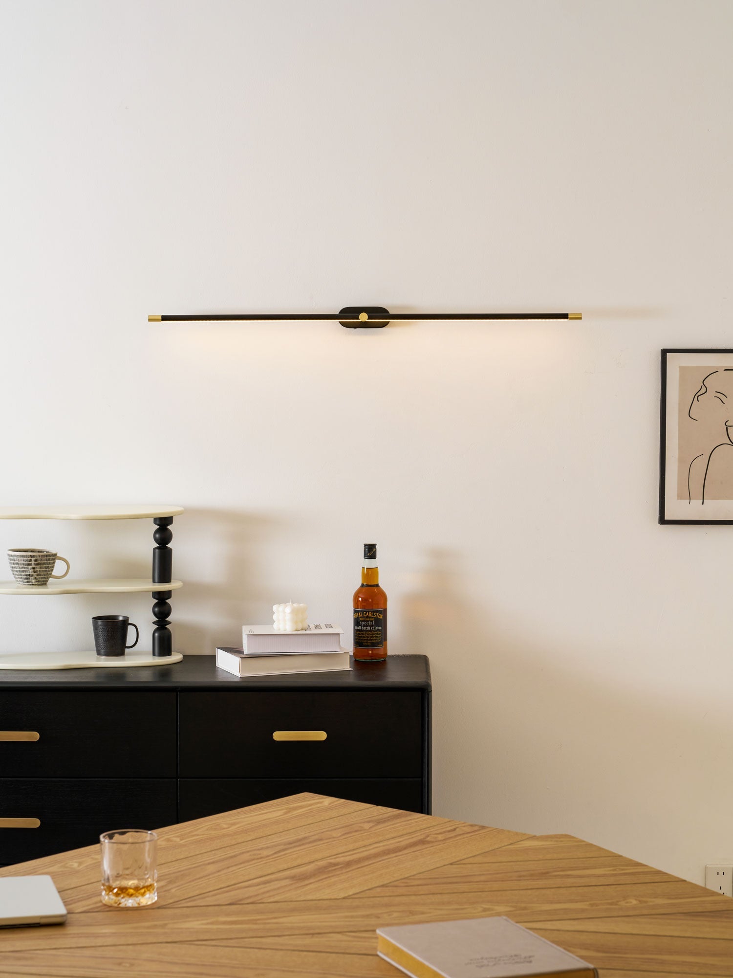 Contemporary Metal Vanity Light Integrated LED 27 in Black Bathroom Wall Lamp Warm Lighting | Thomler