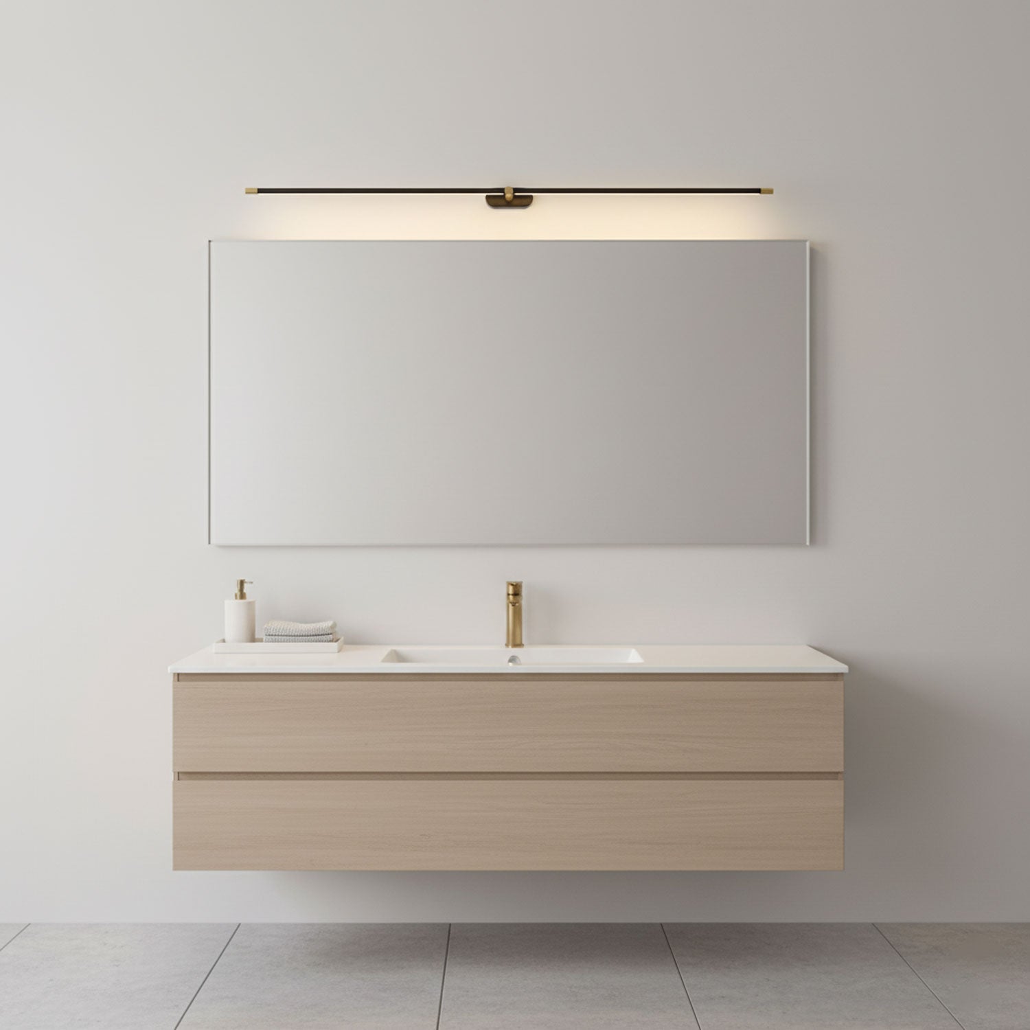 Contemporary Metal LED Vanity Light 27 in Black Bathroom Wall Lamp Warm Light | Thomler