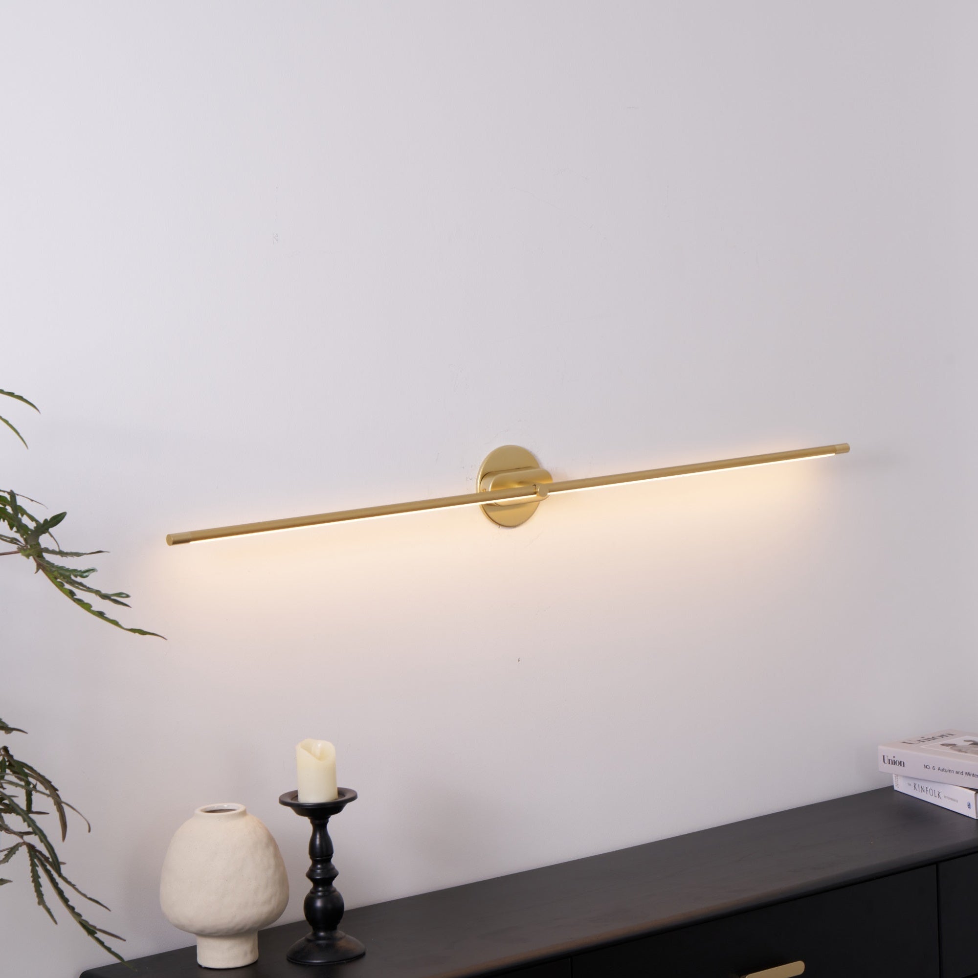 Contemporary Metal LED Vanity Light 27 in Black Bathroom Wall Lamp Warm Light | Thomler