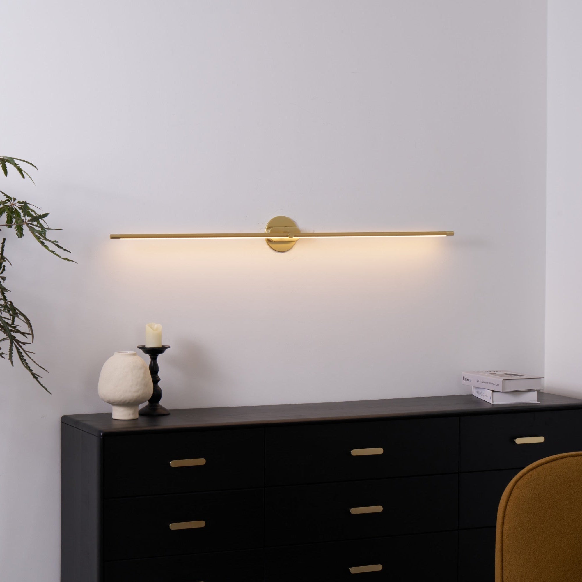 Contemporary Metal LED Vanity Light 27 in Black Bathroom Wall Lamp Warm Light | Thomler