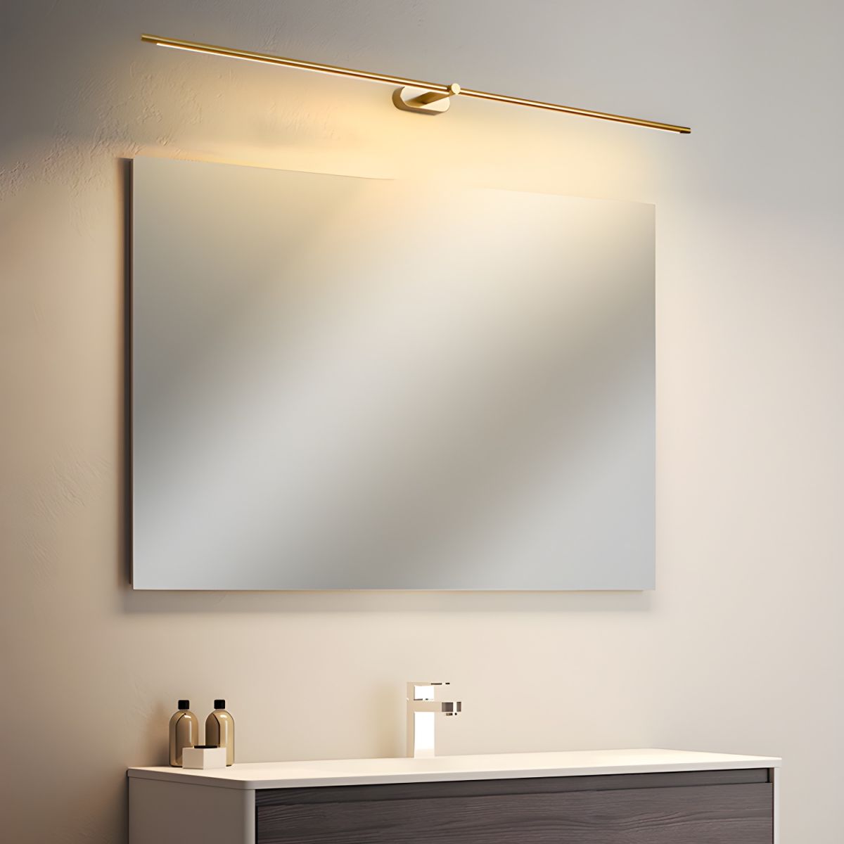 Contemporary Metal Vanity Light Integrated LED 27 in Black Bathroom Wall Lamp Warm Lighting | Thomler