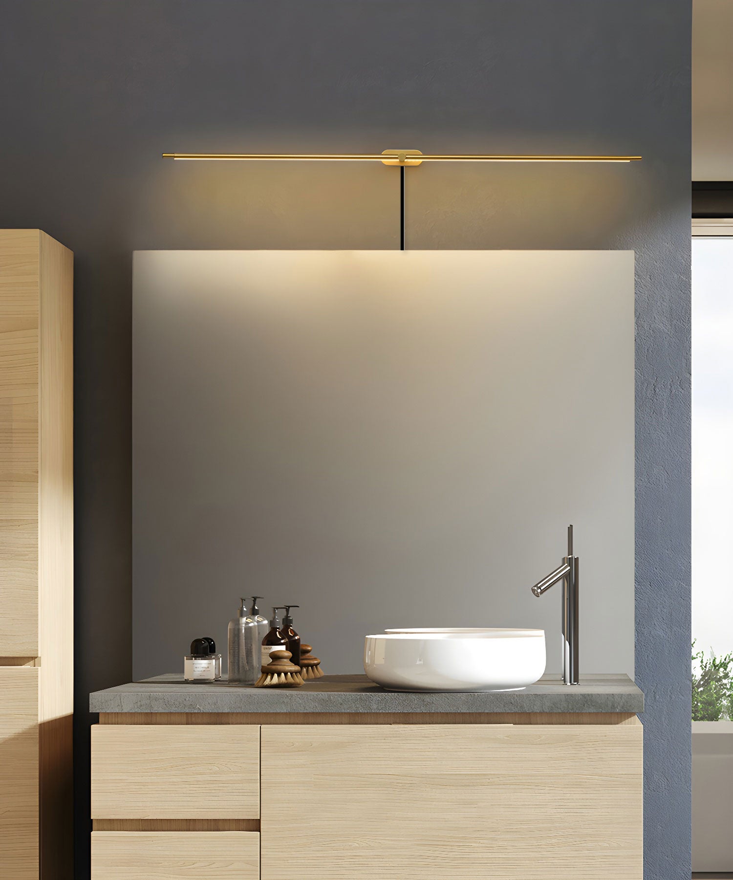 LED Linear Vanity Light 27 in Metal Wall Bathroom Mirror Warm Lighting Fixture Modern Minimalist | Thomler