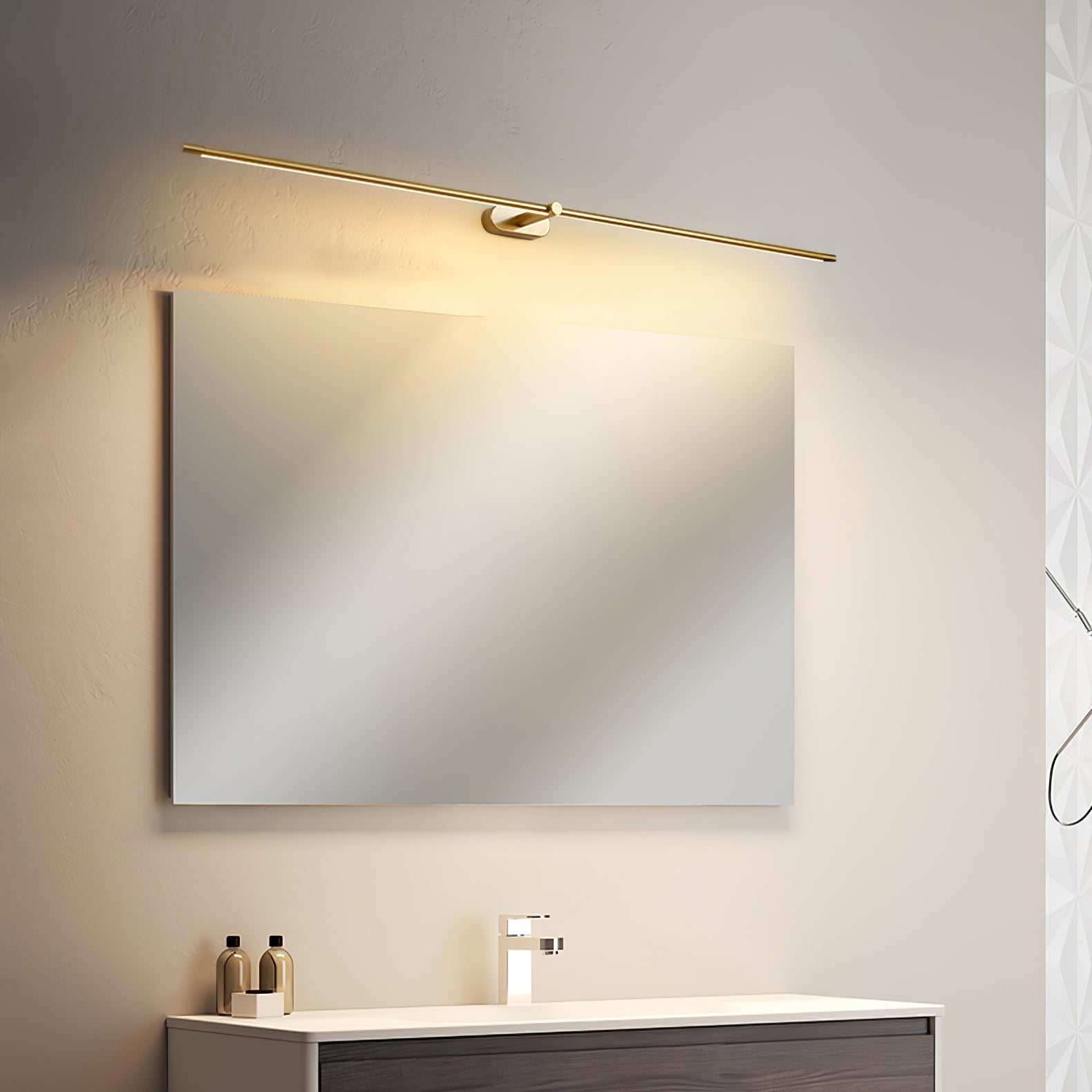 Contemporary Metal Vanity Light Integrated LED 27 in Black Bathroom Wall Lamp Warm Lighting | Thomler