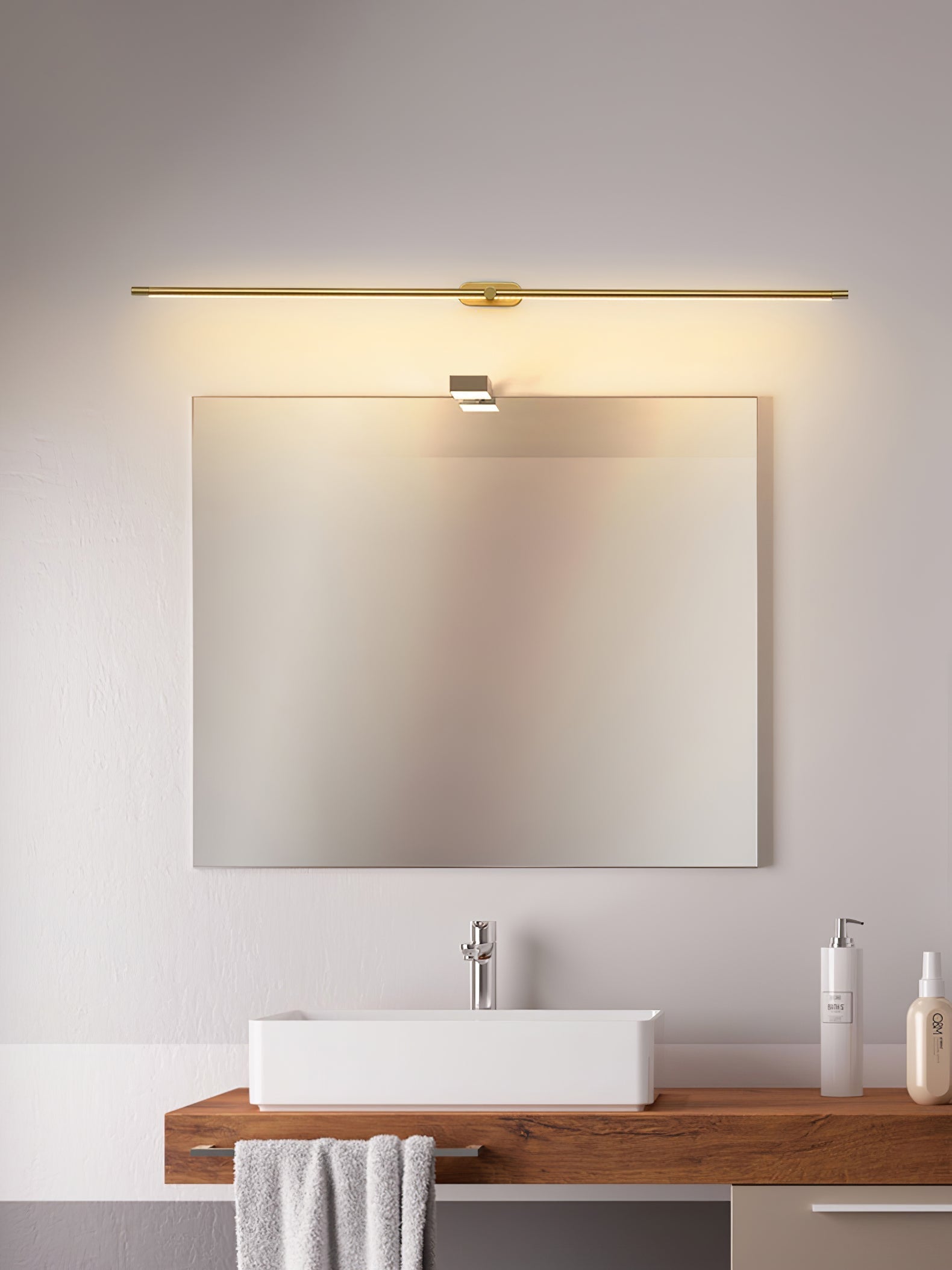 Rechargeable LED Wall Sconce Light with Touch Dimmer Switch for Bedroom Bathroom Mirror Vanity Hallway No Wiring Cordless Modern Linear | Thomler