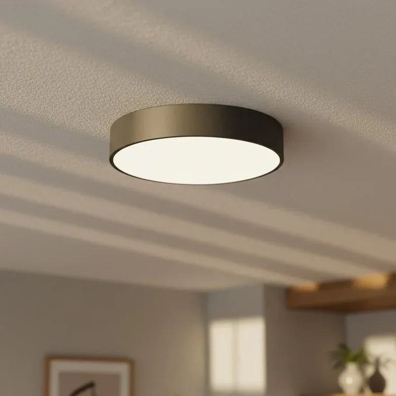Flush-Mount LED Disc Ceiling Fixture with Metal Housing – Modern Ambient Overhead Lighting for Home | Thomler