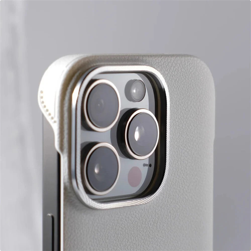 Slim Leather iPhone Case with MagSafe Compatibility – Stitched Edges, Raised Lens Guard, Non-Slip Grip for iPhone 13, 14, 15, 16 Pro Max | Thomler