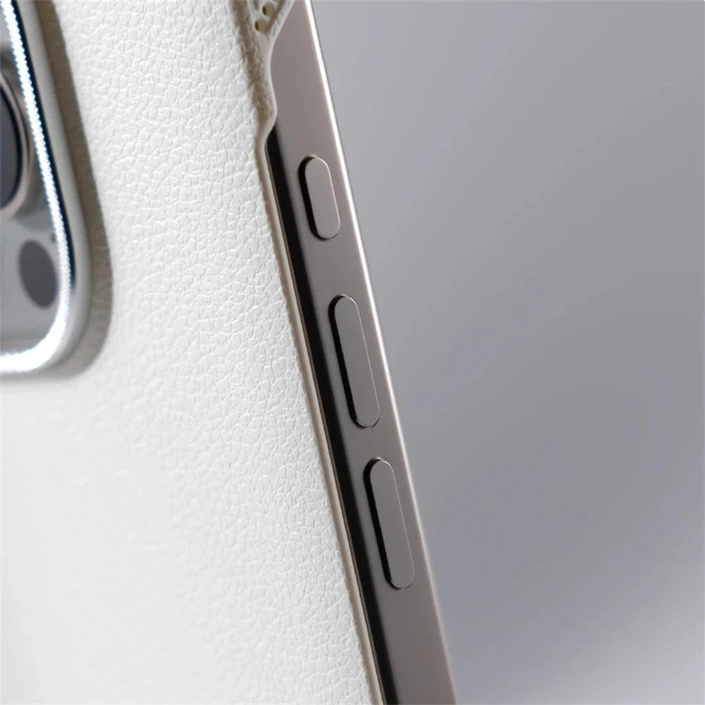Slim Leather iPhone Case with MagSafe Compatibility – Stitched Edges, Raised Lens Guard, Non-Slip Grip for iPhone 13, 14, 15, 16 Pro Max | Thomler