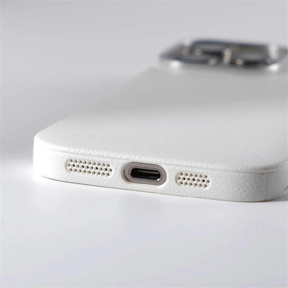Slim Leather iPhone Case with MagSafe Compatibility – Stitched Edges, Raised Lens Guard, Non-Slip Grip for iPhone 13, 14, 15, 16 Pro Max | Thomler