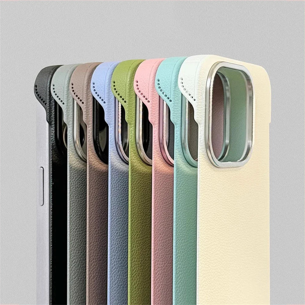 Slim Leather iPhone Case with MagSafe Compatibility – Stitched Edges, Raised Lens Guard, Non-Slip Grip for iPhone 13, 14, 15, 16 Pro Max | Thomler