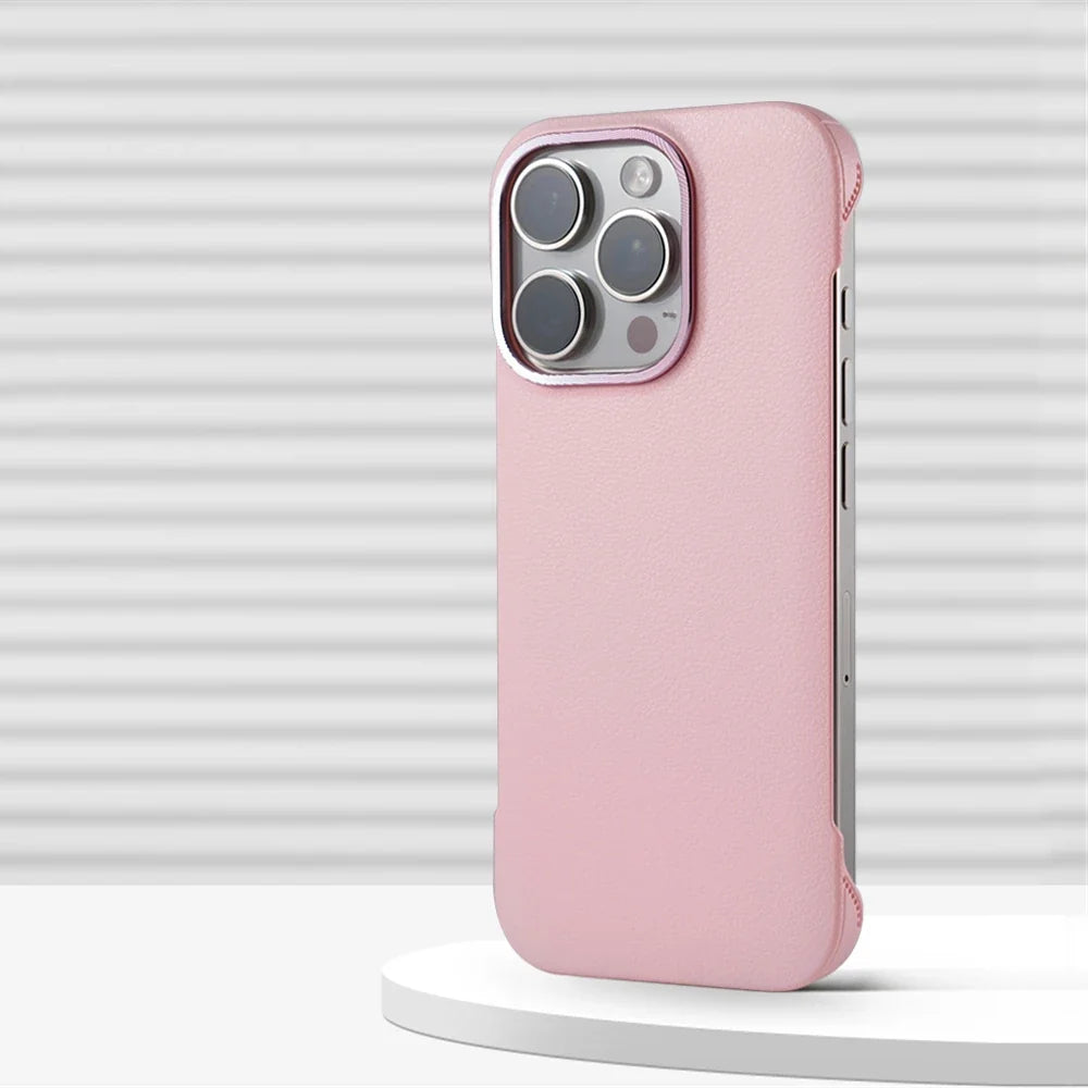 Slim Leather iPhone Case with MagSafe Compatibility – Stitched Edges, Raised Lens Guard, Non-Slip Grip for iPhone 13, 14, 15, 16 Pro Max | Thomler