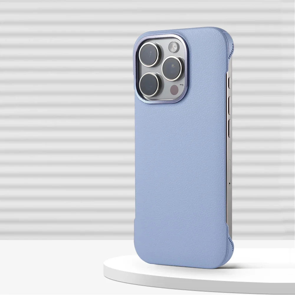 Slim Leather iPhone Case with MagSafe Compatibility – Stitched Edges, Raised Lens Guard, Non-Slip Grip for iPhone 13, 14, 15, 16 Pro Max | Thomler