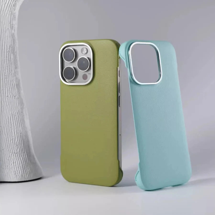 Slim Leather iPhone Case with MagSafe Compatibility – Stitched Edges, Raised Lens Guard, Non-Slip Grip for iPhone 13, 14, 15, 16 Pro Max | Thomler
