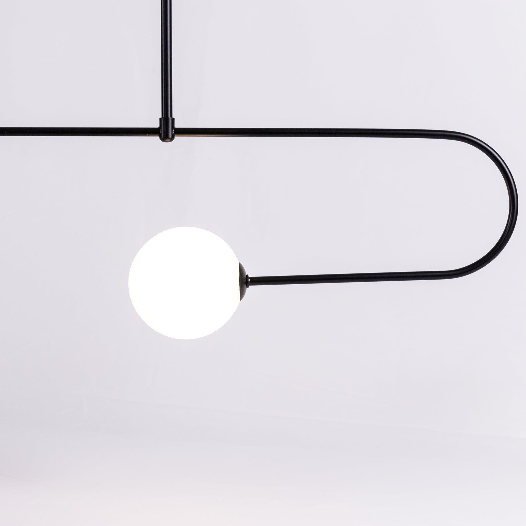 Mobile Chandelier 55.1 in L x 33.5 in H Patinated Brass Black Modern Living Room Ceiling Light Minimalist Glass Diffuser Fixture | Thomler