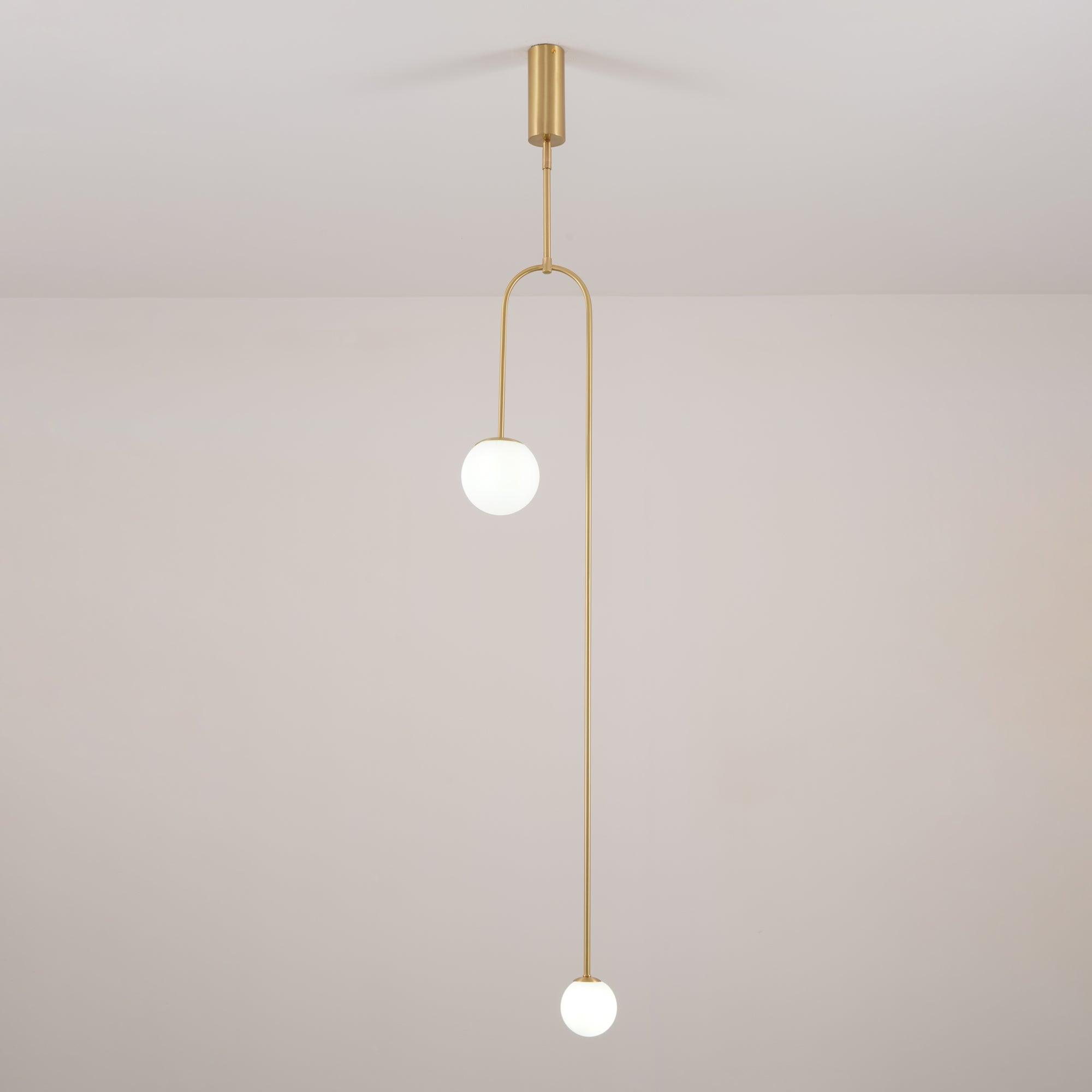 Mobile Chandelier 55.1 in L x 33.5 in H Patinated Brass Black Modern Living Room Ceiling Light Minimalist Glass Diffuser Fixture | Thomler