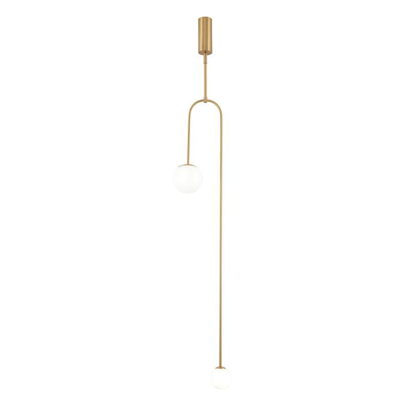 Mobile Chandelier 55.1 in L x 33.5 in H Patinated Brass Black Modern Living Room Ceiling Light Minimalist Glass Diffuser Fixture | Thomler