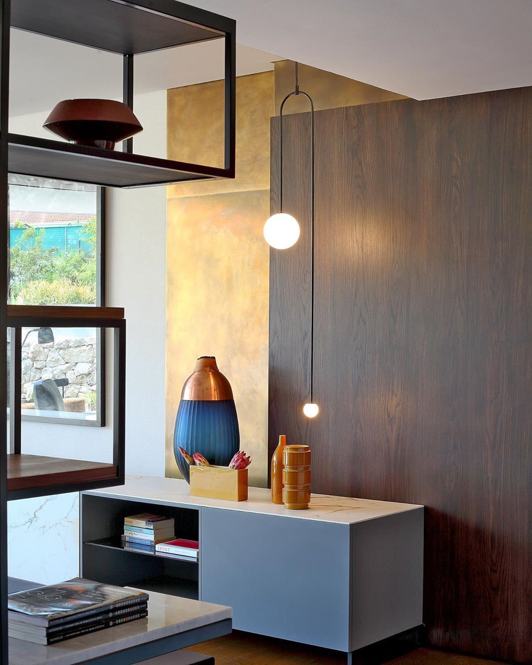 Mobile Chandelier 55.1 in L x 33.5 in H Patinated Brass Black Modern Living Room Ceiling Light Minimalist Glass Diffuser Fixture | Thomler