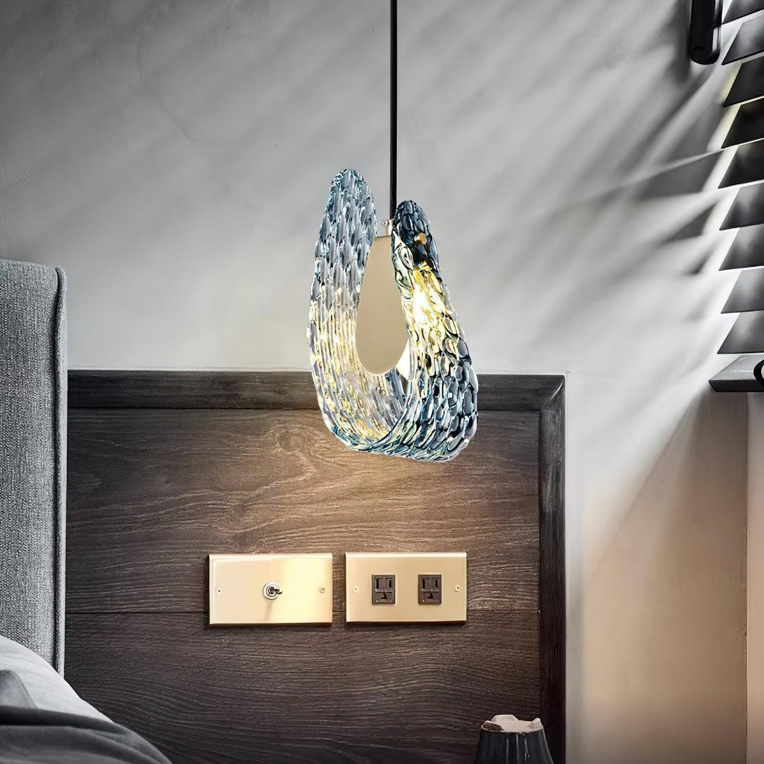 Handblown Cobalt Glass Drop Ceiling Fixture with Metal Accents 5.1 inch for Kitchen Island Dining Area Entryway | Thomler
