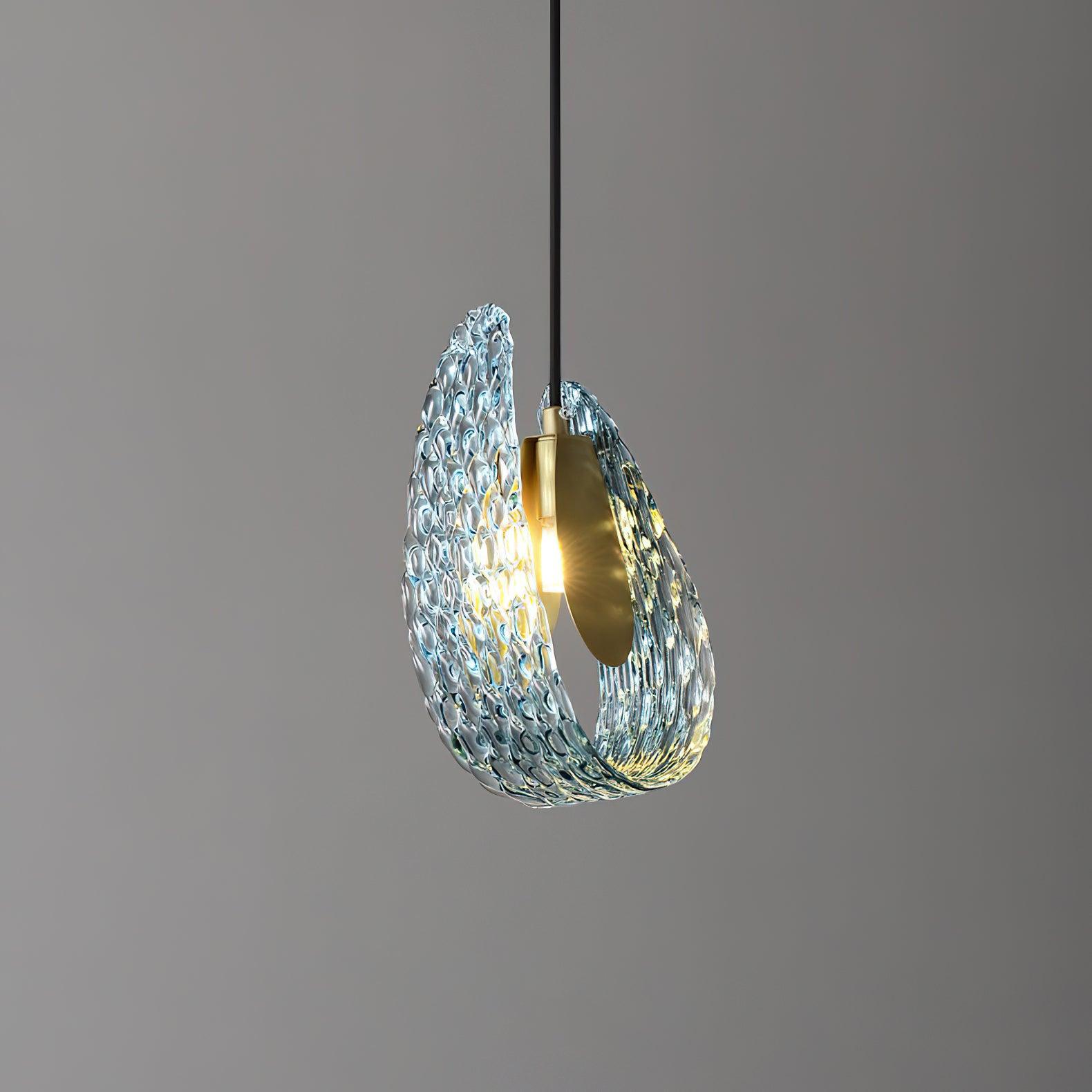 Handblown Cobalt Glass Drop Ceiling Fixture with Metal Accents 5.1 inch for Kitchen Island Dining Area Entryway | Thomler
