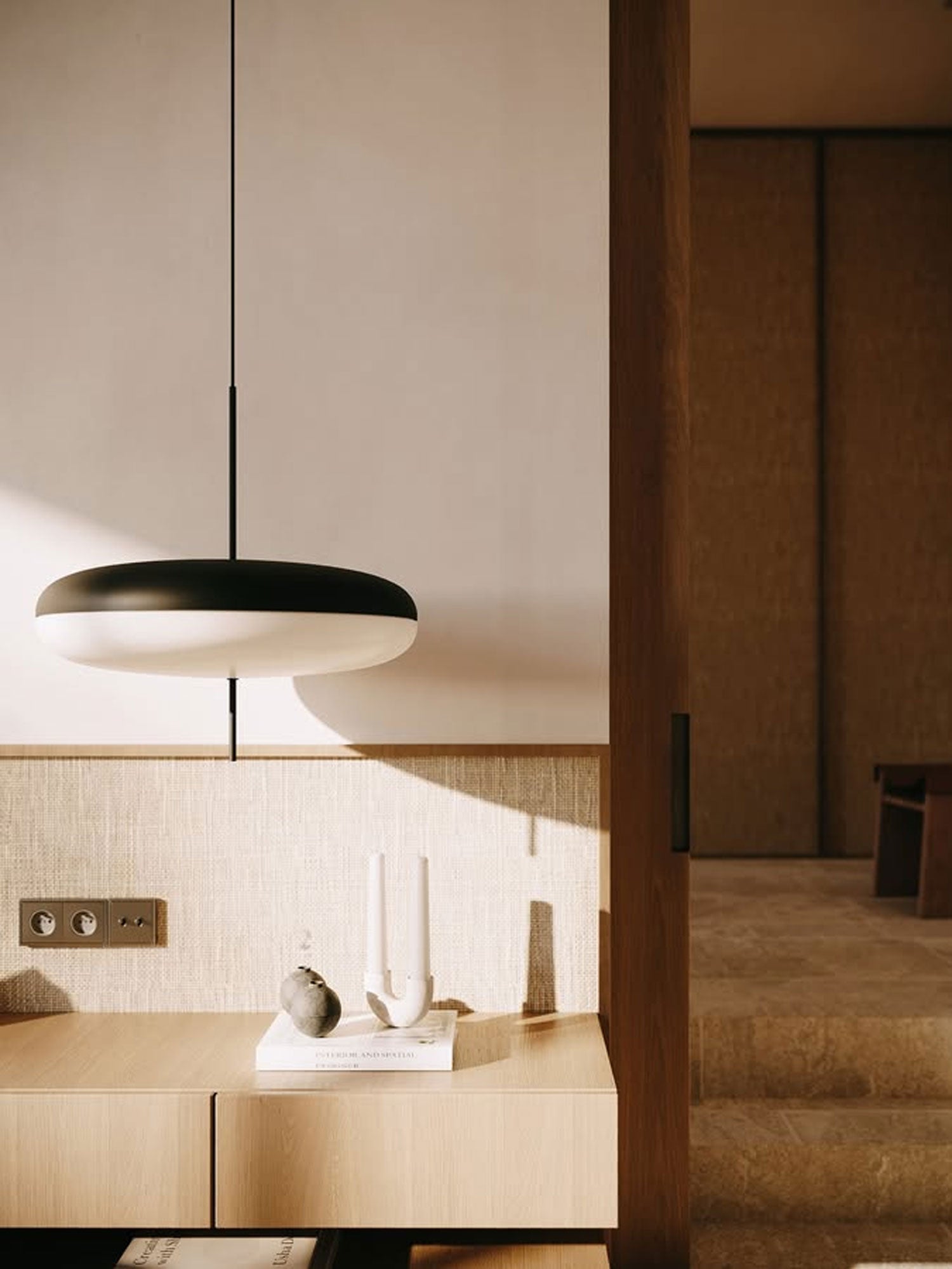 Polymer Plastic Suspension Lamp 11.8 in x 21.7 in White Indoor Ceiling Light Adjustable Hanging Height Modern Lighting Fixture | Thomler