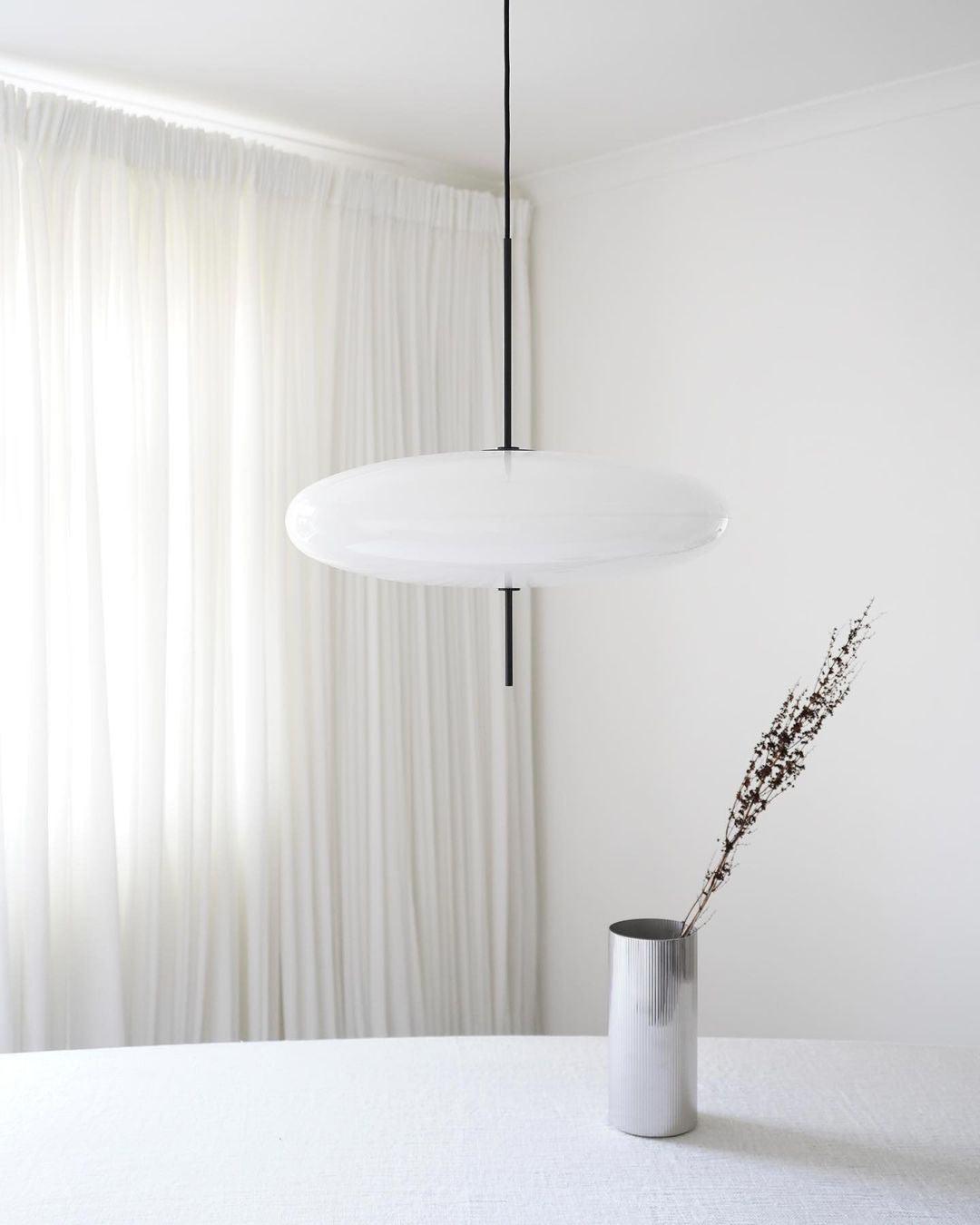 Polymer Plastic Suspension Lamp 11.8 in x 21.7 in White Indoor Ceiling Light Adjustable Hanging Height Modern Lighting Fixture | Thomler
