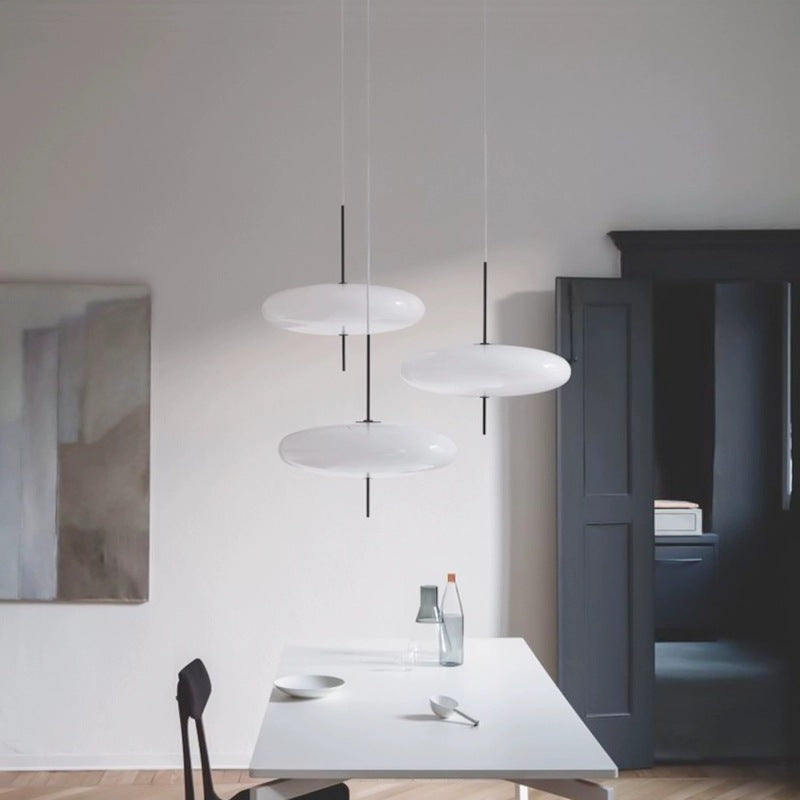 Polymer Plastic Suspension Lamp 11.8 in x 21.7 in White Indoor Ceiling Light Adjustable Hanging Height Modern Lighting Fixture | Thomler