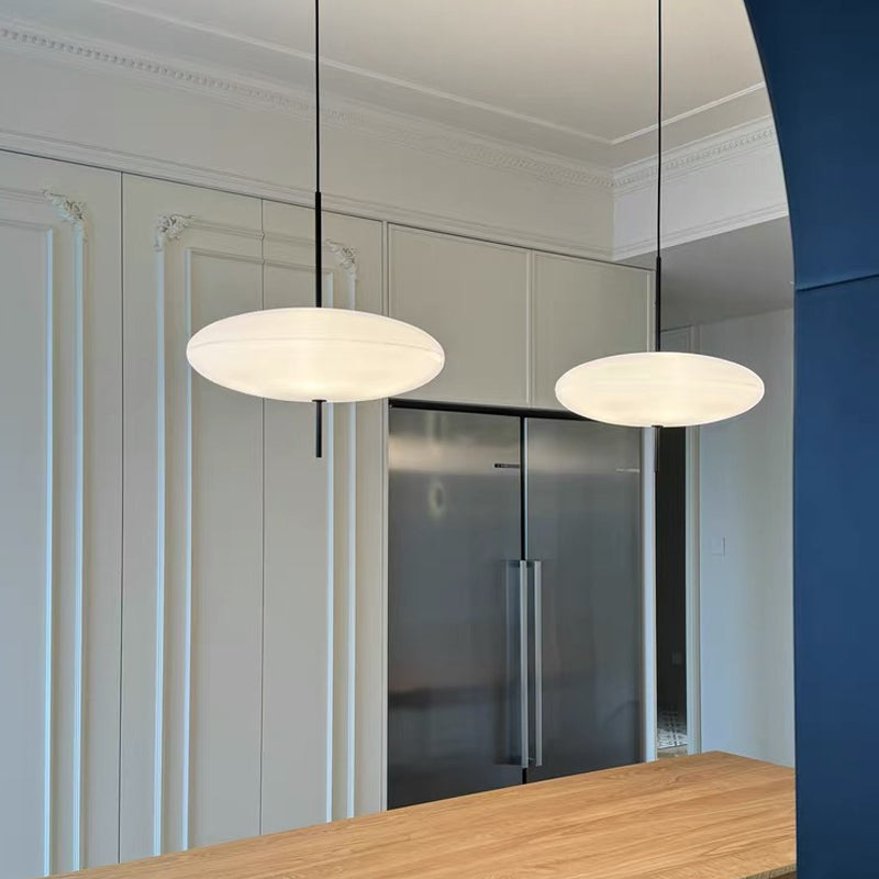 Polymer Plastic Suspension Lamp 11.8 in x 21.7 in White Indoor Ceiling Light Adjustable Hanging Height Modern Lighting Fixture | Thomler