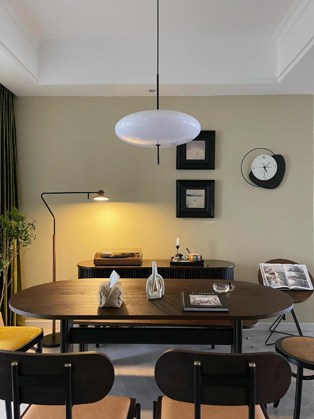 Polymer Plastic Suspension Lamp 11.8 in x 21.7 in White Indoor Ceiling Light Adjustable Hanging Height Modern Lighting Fixture | Thomler