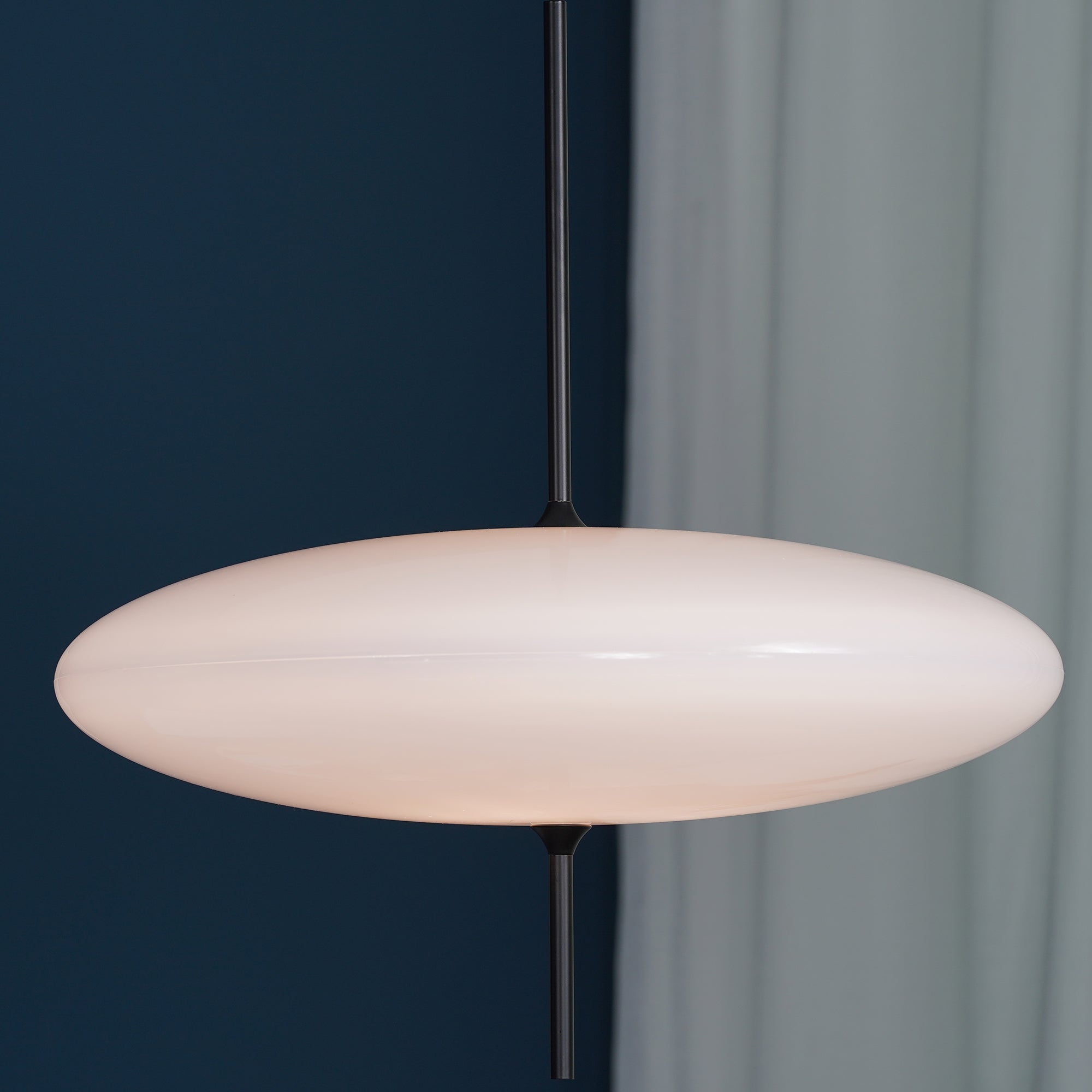 Polymer Plastic Suspension Lamp 11.8 in x 21.7 in White Indoor Ceiling Light Adjustable Hanging Height Modern Lighting Fixture | Thomler