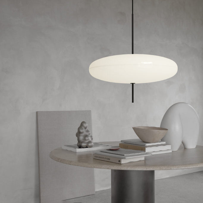 Polymer Plastic Suspension Lamp 11.8 in x 21.7 in White Indoor Ceiling Light Adjustable Hanging Height Modern Lighting Fixture | Thomler
