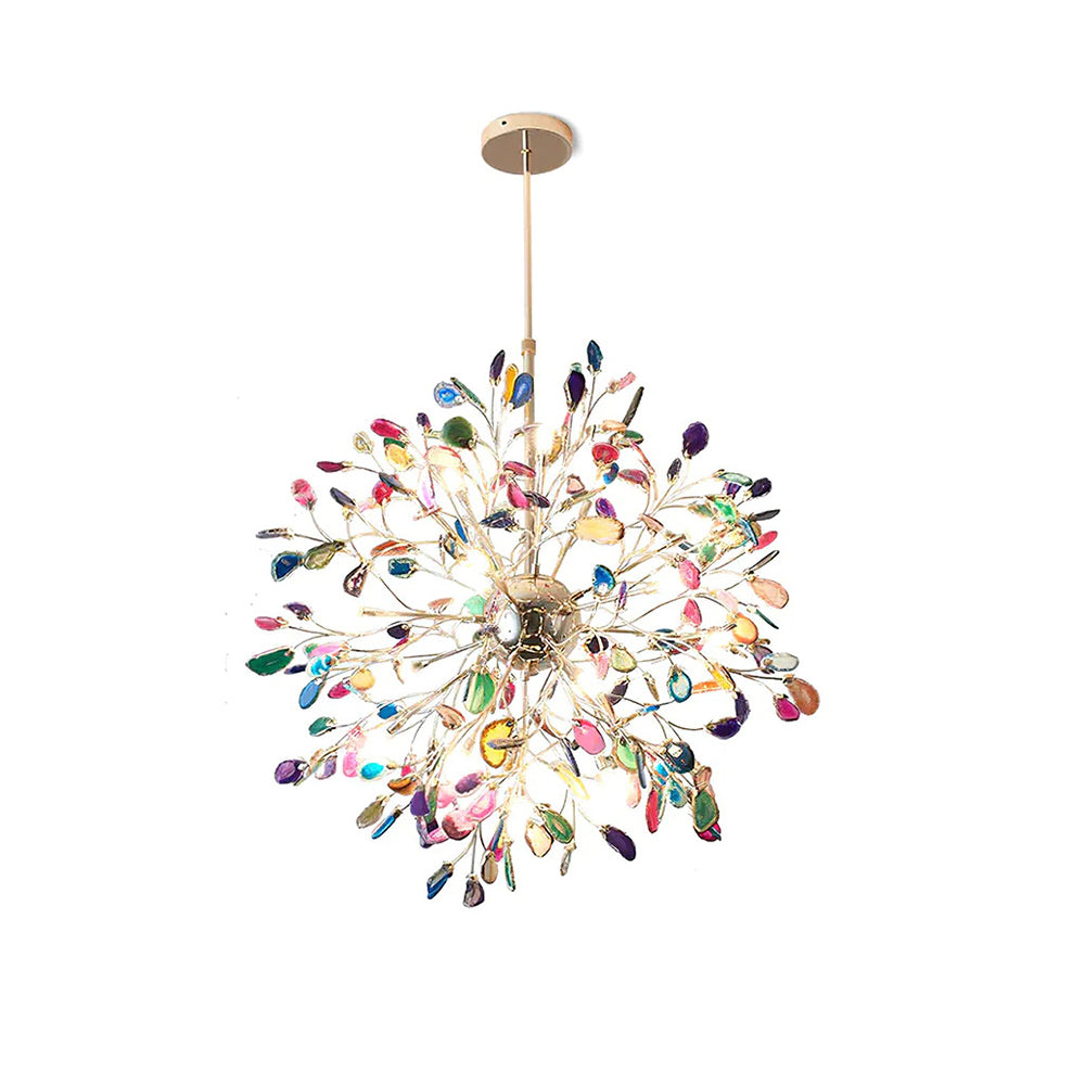 Pendant Light Natural Agate G4 58.0 cm Gold Living Room Dining Room Chandelier Multicolour Ceiling Hanging Light | Thomler