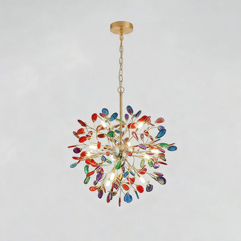Pendant Light Natural Agate G4 58.0 cm Gold Living Room Dining Room Chandelier Multicolour Ceiling Hanging Light | Thomler